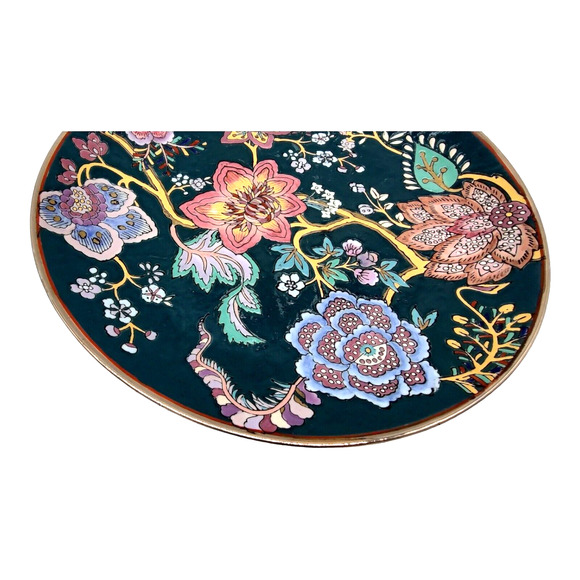 Chinese Millefleur Green Gold Passion Flower 10" Vintage Plate Andrea by Sadek - Picture 5 of 11